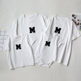 Áo gia đình Familylove - Set áo gia đình in họa tiết chữ M chất liệu cotton 100% cao cấp