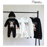 Áo Sweater Gia Đình Familylove - Mẫu Áo Gia Đình Họa Tiết Gấu Phi Hành Gia Space Đáng Yêu Chất Nỉ Da Cá Cotton 100%