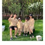 Áo gia đình cổ trụ Familylove -  áo đầm polo có cổ phối dây kéo Logo Our đơn giản chất nỉ da cá cotton loại 1