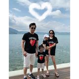Áo gia đình Familylove – đồ gia đình in hình trái tim chữ Fantasia dễ thương chất cotton 100 co giãn