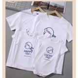 Áo gia đình Familylove -Áo gia đình Họa Tiết Chibi Đáng Yêu Happy Girl Lucky Boy chất liệu cotton 100% co giãn