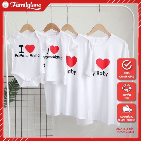 Áo gia đình Familylove - Mẫu Áo gia đình chữ I Love My Baby