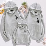 Áo Gia đình Dài Tay Familylove - Mẫu Áo Gia đình Hoodie Dài Tay Nón/Túi Logo LA Chất Nỉ Da Cá Cotton 100%