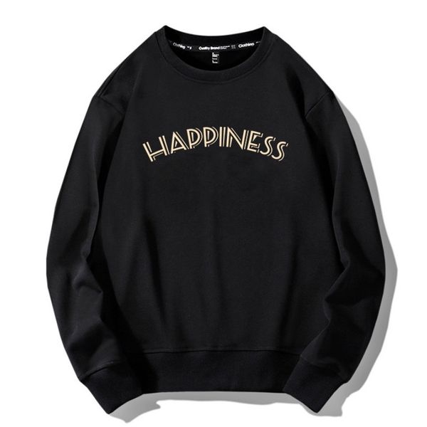 Áo Sweater Xanh Rêu Familylove -  Form Rộng In Chữ HAPPINESS Chất Nỉ Da Cá 100 Cao Cấp