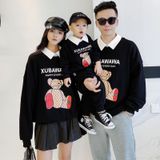 Áo Sweater Gia đình Familylove - Mẫu Áo Gia đình Sweater Dài Tay Gấu Xubawawa Phối Cổ Chất Nỉ Da Cá Cotton 100%