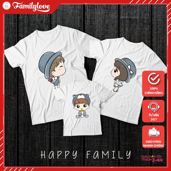 Áo Gia Đình Familylove - Mẫu Áo Gia Đình Chibi Happy Family