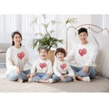 Áo Sweater Gia Đình Familylove - Mẫu Áo Gia Đình Sweater Họa Tiết Trái Tim Xinh Xắn Chất Nỉ Da Cá Cotton 100%