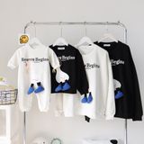 Áo Sweater Gia Đình Familylove - Mẫu Áo Sweater In Hình Chú Vịt Ngộ Nghĩnh Beuty Begins Moment Chất Nỉ Da Cá Cotton 100%