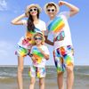 Áo gia đình Familylove - đồ gia đình đi biển in hoạ tiết cầu vồng sắc màu chất thun cotton 100 co giãn bốn chiều
