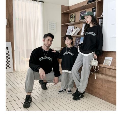 Áo Sweater Gia đình Familylove - Mẫu Áo Gia đình Sweater In Chữ KXLFCHN Xinh Xắn Ấm Áp  Chất Nỉ Da Cá Cotton 100%