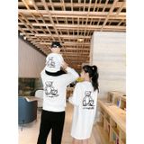 Áo Sweater Gia đình Familylove - Mẫu Áo Đầm Sweater Family Graphic Gấu Sevi Ineffable Chất Nỉ Da Cá Cotton 100%- Black
