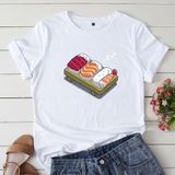 Áo thun phông nam nữ form rộng Familylove - Mẫu áo Unisex 3 chú Sushi đang ngủ chất Cotton 100% cao cấp