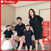 Áo gia đình Familylove - Mẫu Áo Polo Đầm Váy Gia Đình In Góc Logo Chữ A Xinh Xắn Chất Liệu cotton 100% co giãn