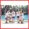 Đồ bộ gia đình Familylove - Set đồ gia đình in họa tiết hawai chất cotton 100 cao cấp Màu Trắng