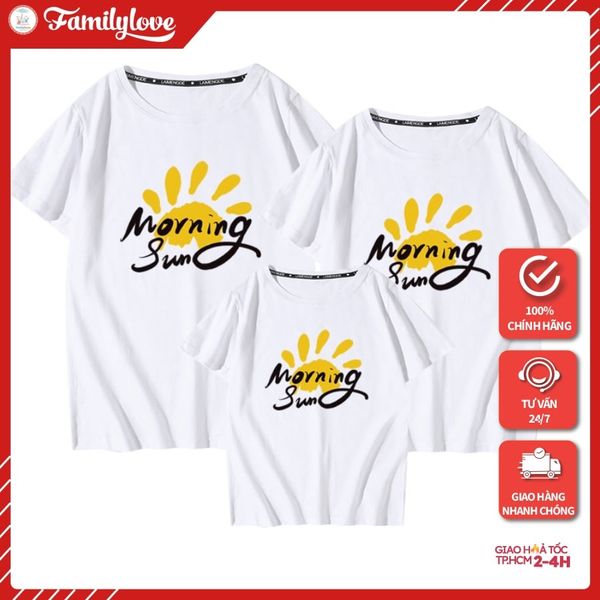 Áo Gia Đình Familylove - Mẫu Đồng Phục Gia Đình Họa Tiết Mặt Trời Morning Sun Chất Liệu Cotton 100% Co Giãn