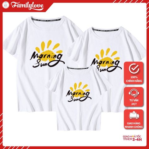 Áo Gia Đình Familylove - Mẫu Đồng Phục Gia Đình Họa Tiết Mặt Trời Morning Sun Chất Liệu Cotton 100% Co Giãn