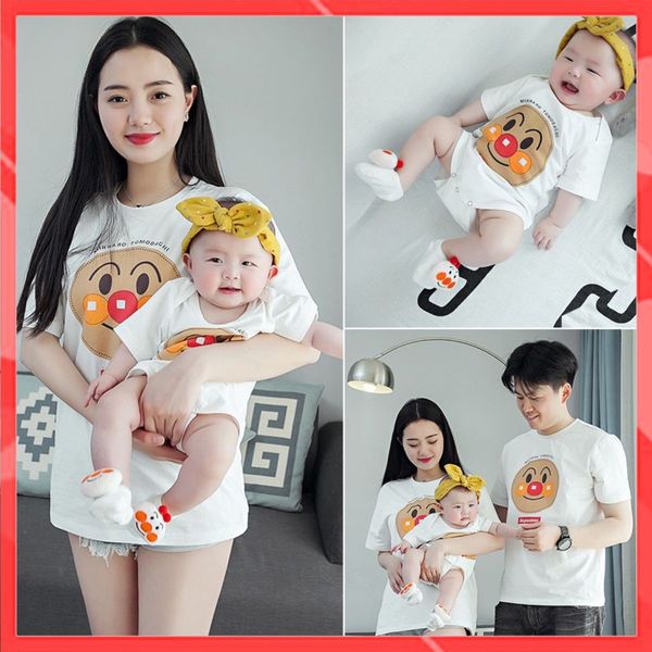 Áo gia đình Familylove - đồ gia đình mặt cười MINANO màu trắng chất liệu cotton 100% mát
