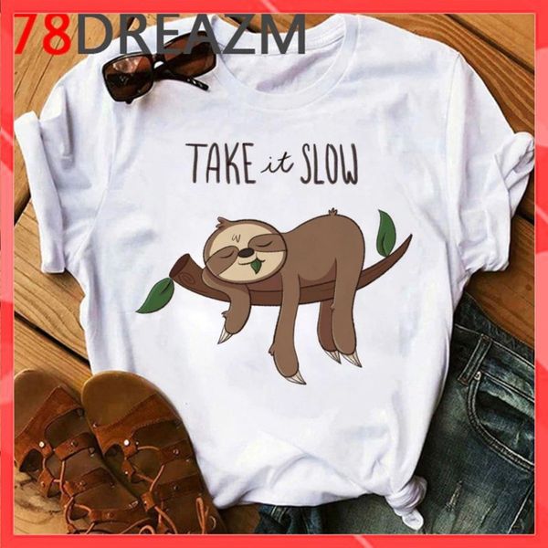 Áo thun phông nam nữ form rộng Familylove - Mẫu áo Unisex nam nữ Chú Lười TAKE it SLOW Cotton 100% cao cấp