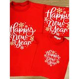 Áo gia đình Familylove - Set Áo gia đình Tết - Happy New Year Phao Hoa chất liệu cotton 100% cao cấp