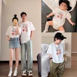 Áo gia đình Familylove - Set gia đình họa tiết 4 tim sắc màu cute chất liệu cotton 100% cao cấp