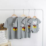 Áo Gia Đình Familylove - Mẫu Áo Gia Đình Gấu Toybear Màu Trắng Và Xám Chất Cotton 100%