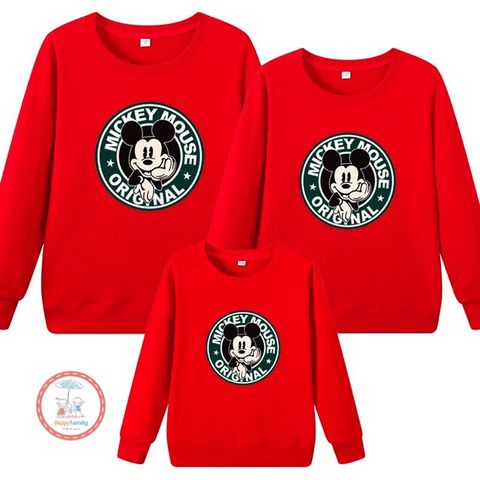 Áo Sweater Gia Đình Familylove - Mẫu Áo Sweater Family Họa Tiết Chuột Mickey Mouse Original  Chất Nỉ Da Cá Cotton 100%
