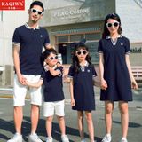 Áo gia đình cổ trụ Familylove - đồ gia đình cổ polo logo M màu xanh navy chất liệu cotton 100% 