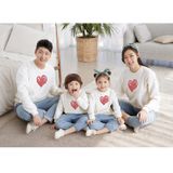 Áo Sweater Gia Đình Familylove - Mẫu Áo Gia Đình Sweater Họa Tiết Trái Tim Xinh Xắn Chất Nỉ Da Cá Cotton 100%