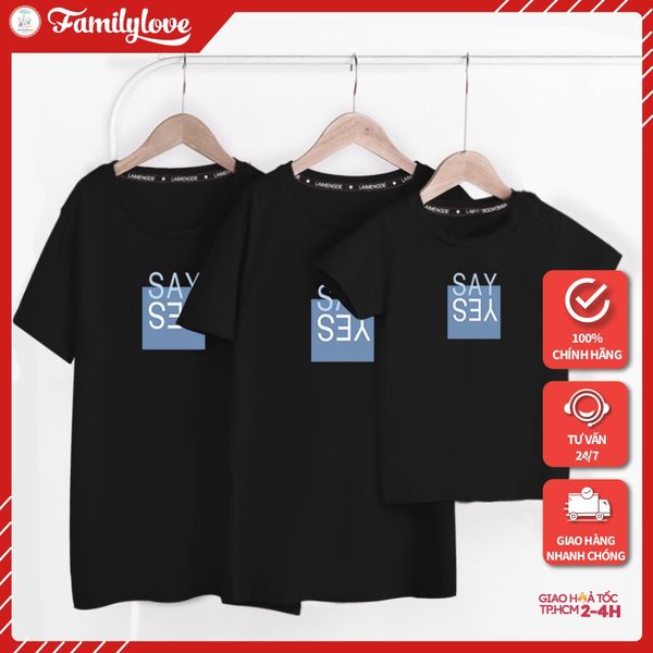 Áo gia đình Familylove - Mẫu Áo gia đình Say Yes 3 Màu Đỏ Đen Vàng