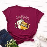 Áo thun phông nam nữ form rộng Familylove - Mẫu áo Unisex  2 chú Mèo Just be Nice chất Cotton 100% cao cấp