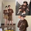 Áo gia đình Familylove - Set Đồ gia đình họa tiết Hoạt hình Story Book chất liệu cotton 100% cao cấp, Màu Nâu mới