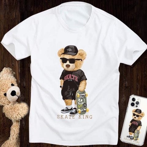 Áo gia đình Familylove - Mẫu Đồng phục gia đình Gấu Skate cực dễ thương chất liệu cotton 100% co giãn
