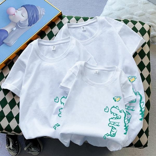 Áo gia đình Familylove - đồ gia đình họa tiết khủng long đáng yêu chất liệu cotton 100%