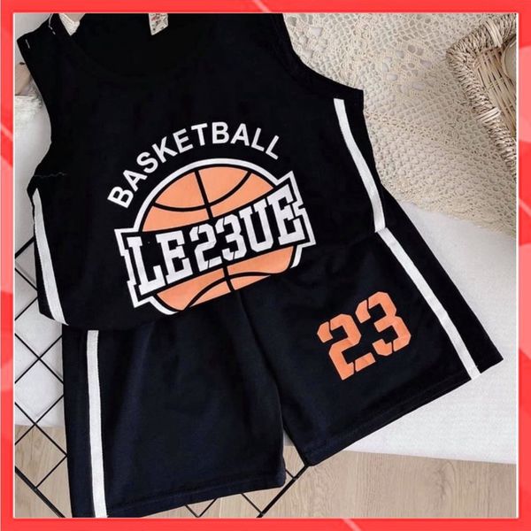 Bộ  ba lỗ bóng rổ cho bé trai Size từ 9-40kg. Chuẩn shop - Tem hiệu Thun cotton 100% co giãn 4 chiều, mát, mịn