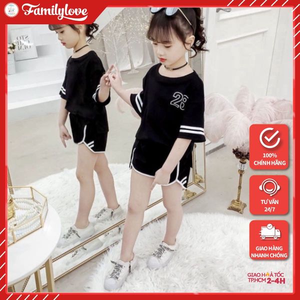 Bộ quần áo cho bé gái Cotton logo 28 Size từ 9-40kg. Chuẩn shop - Logo thương hiệu Cotton 100% co giãn 4 chiều, mát