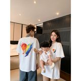 Áo gia đình Familylove - đồ gia đình họa tiết hoạt Trái Tim sắc màu chất liệu cotton 100%