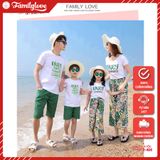 Set Quần Áo Gia Đình Đi Biển Familylove - Set Bộ Đồ Đi Biển Cho Cả Nhóm Và Gia Đình Enjoy Summer Họa Tiết Hoa Lá