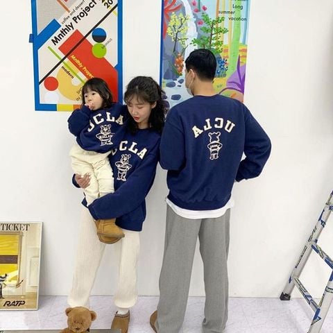 Áo Sweater Gia Đình Familylove - Mẫu Áo Gia Đình Sweater Họa Tiết Gấu Ucla Đáng Yêu  Chất Nỉ Da Cá Cotton 100%