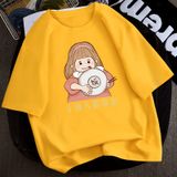 Áo thun nữ tay lỡ form rộng dáng Unisex - Mẫu Cô gái mlem Cotton 100% 6 màu nổi đẹp