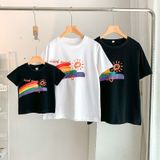 Áo gia đình Familylove - đồ gia đình họa tiết cầu vồng Good Mood Business đáng yêu chất liệu cotton 100% cao cấp