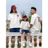 Áo gia đình Familylove - đồ gia đình in chữ W  xinh xắn chất liệu cotton 100% cao cấp