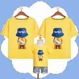 Áo gia đình Familylove - Đồng phục gia đình Gấu Nasa đội Mũ Xanh cực dễ thương chất liệu cotton 100% co giãn
