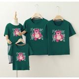 Áo gia đình Familylove - đồ gia đình họa tiết Gấu Dâu đáng yêu chất liệu cotton 100% cao cấp
