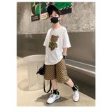 Bộ quần áo bé trai Familylove - Set quần áo trẻ em Gấu Bear Sọc- chất cotton 100 mềm mịn thoáng mát