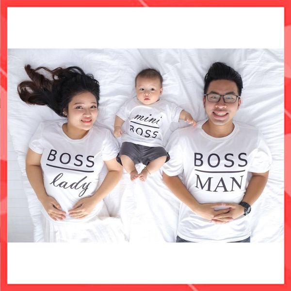 Áo Gia Đình Familylove - Mẫu áo gia đình Boss Man - Boss Lady - Mini Boss Dễ Thương Chất Liệu Cotton 100% Cao Cấp