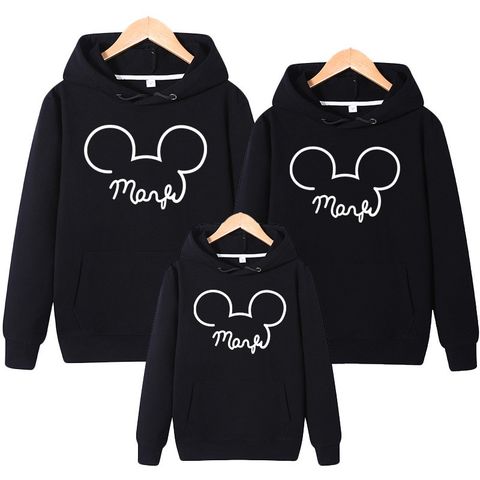 Áo Hoodie Gia đình + Nón/Túi như hình Cotton Nỉ da cá (kèm Logo thương hiệu) Họa tiết Tai mickey