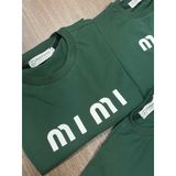 Áo gia đình Familylove - đồ gia đình phom rộng Mimi xanh rêu chất liệu 100% cotton bốn chiều form rộng