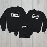 Áo Sweater Gia đình Cotton Nỉ da cá (Hình thật chất áo + Logo Thương hiệu) Chữ Copy Copy Paste