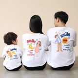 Áo gia đình Familylove - đồ gia đình họa tiết Family Chibi Smile đáng yêu chất liệu cotton 100% cao cấp