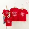 Áo gia đình Familylove - Set Áo gia đình Tết - Happy New Year Phao Hoa chất liệu cotton 100% cao cấp